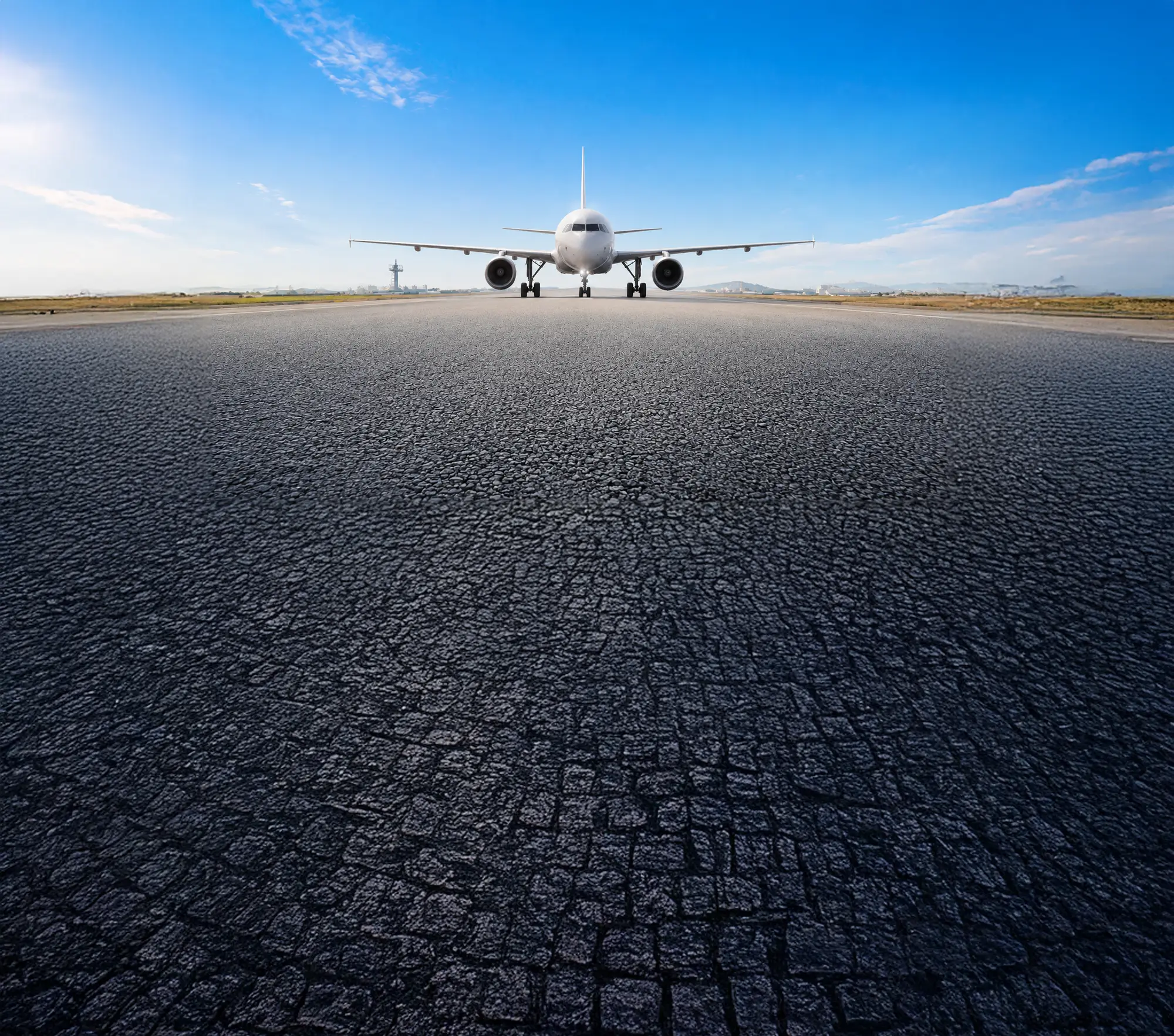Airliner lined up on the runway