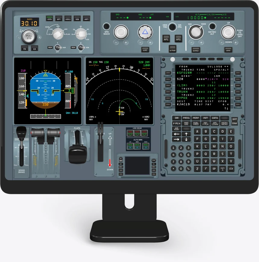 A320 FMST running on a desktop workstation