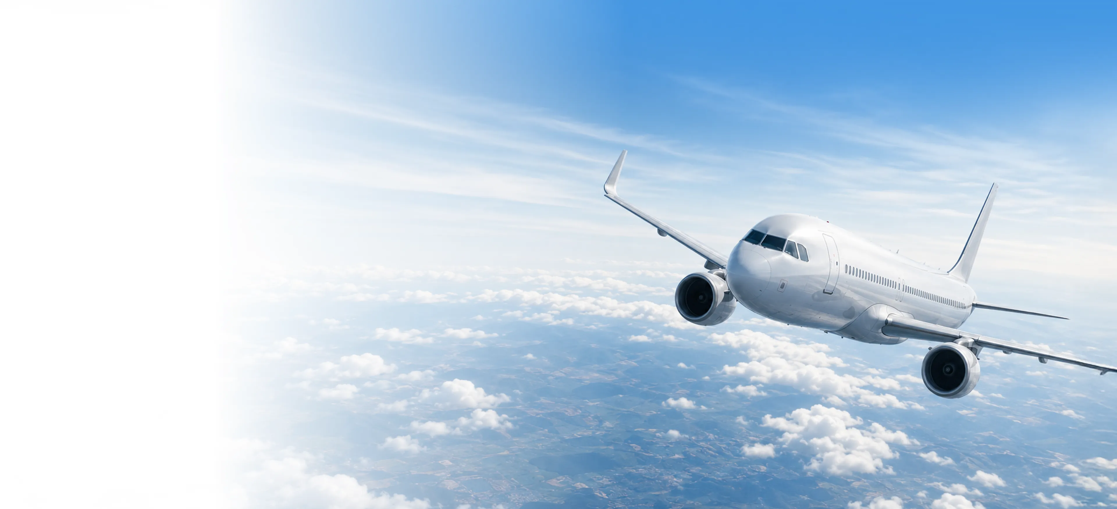 Airliner cruising above the clouds